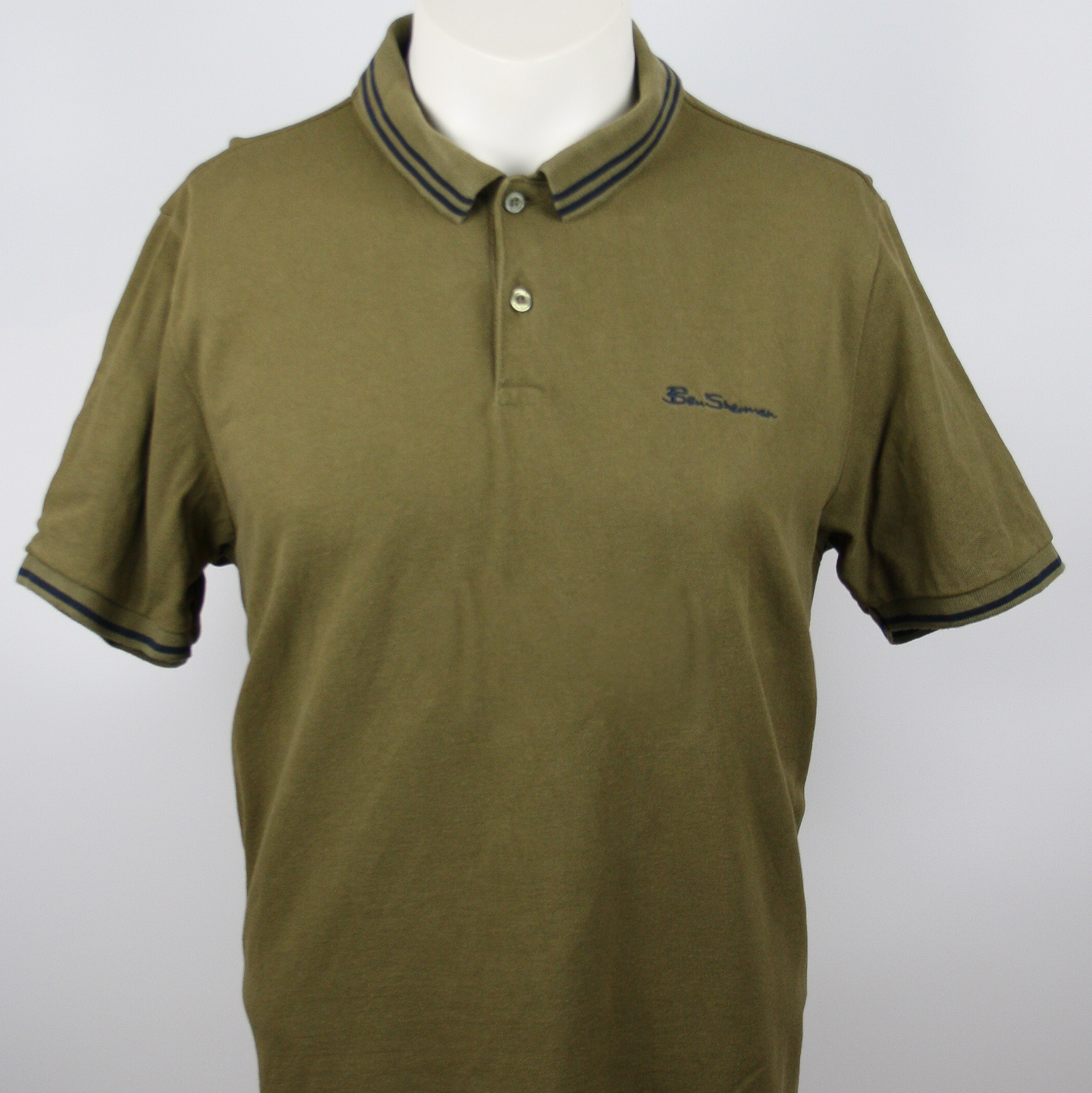 Ben Sherman Polo Olive/Navy Twin Tipped *The Original Label* Größe L